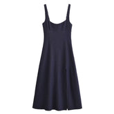 Fall Simple Thin Denim Midi Dress